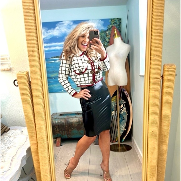 VTG Morgan de Toi,Cotton Blend Cream/Wine Double-Row Buttons,Pockets,EUC, Size M - Picture 7 of 12